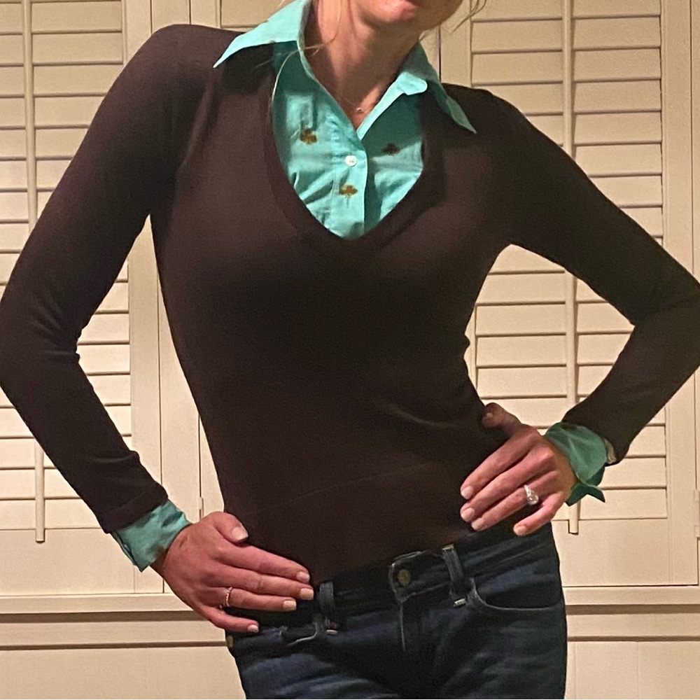 XS-S Tory Burch wool sweater with removable collar